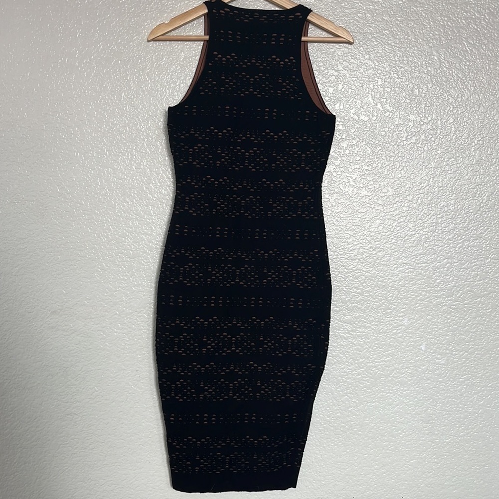Bailey 44 Sleeveless Desperado Bodycon Eyelet Black /Tan Dress - Picture 4 of 5